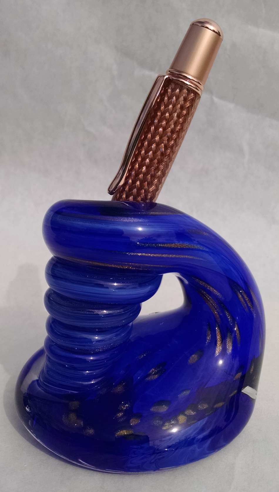 Blown Glass Pen Holder and Hand Made Pen